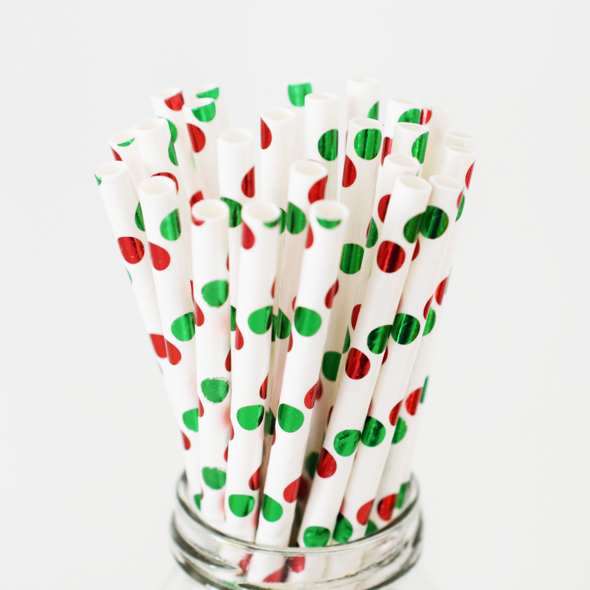 Christmas Polka Dot Paper Straws - 25 Pieces – TheCloudFactory