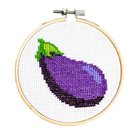 Eggplant Emoji - DIY Cross Stitch Kit