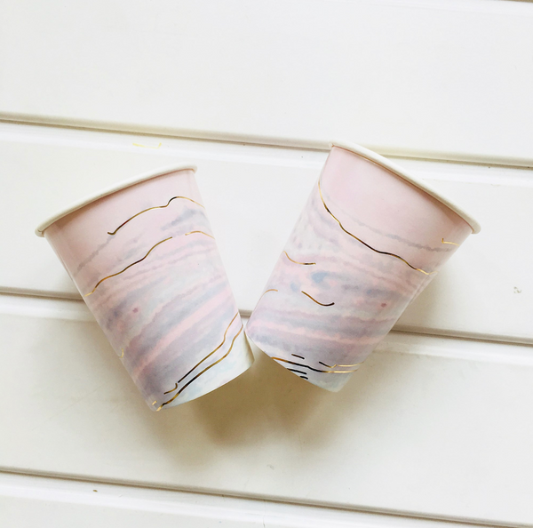 Pack de fournitures de fête en marbre pastel