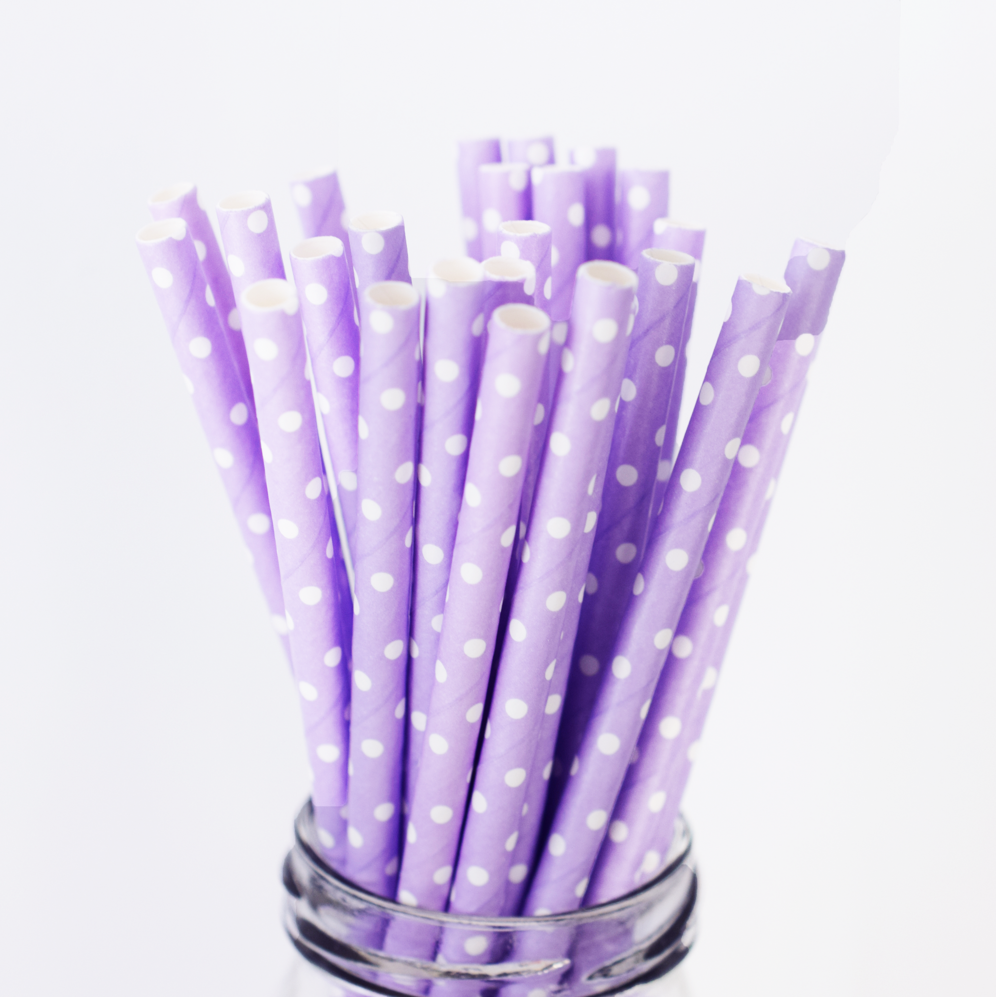 Purple Polka Dot Paper Straws - 25 Pieces
