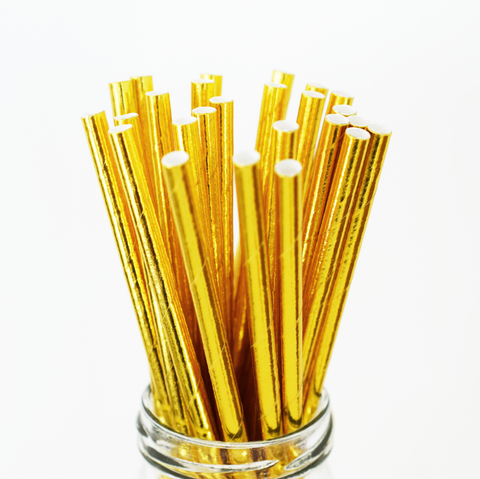 Solid Gold Paper Straws - 25 Pieces