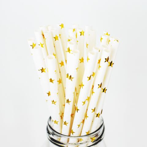 Gold Star Paper Straws - 25 Pieces