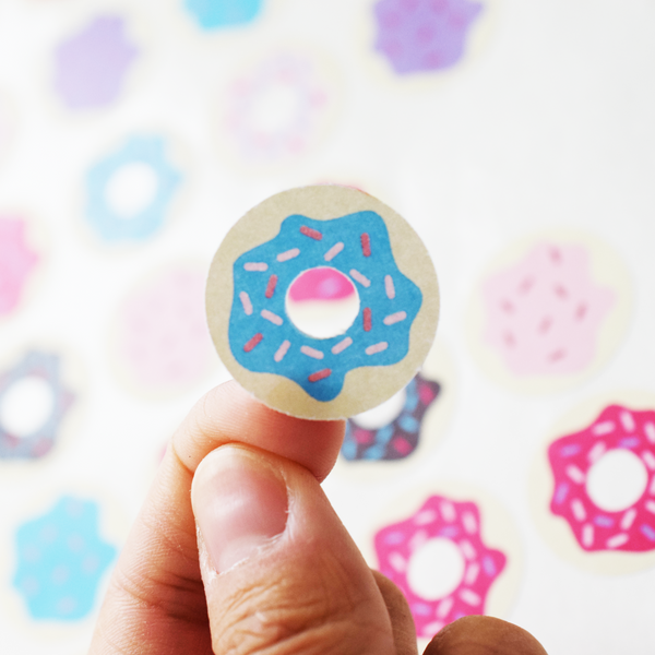 Mini Donut Paper Stickers - 4 Sheets of 24