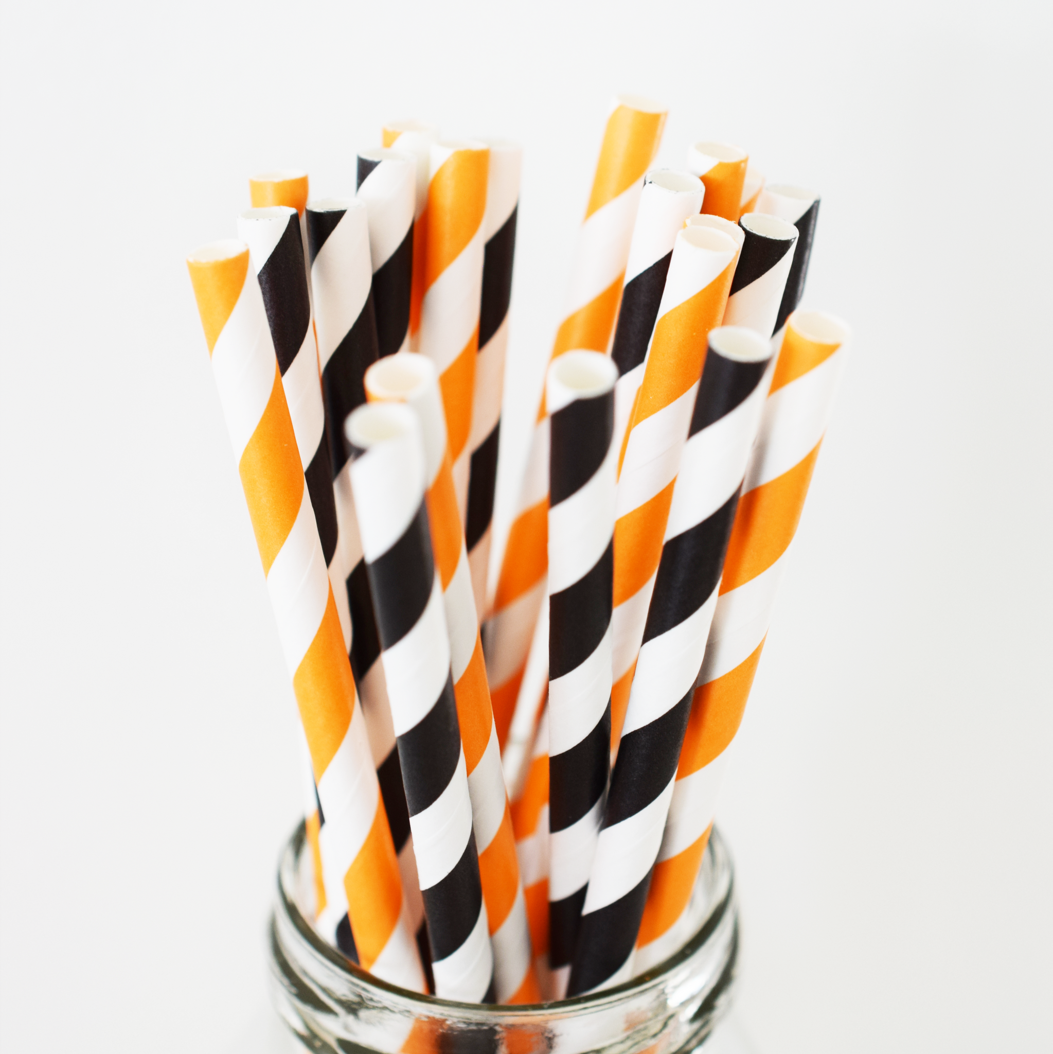 Striped Halloween Paper Straws - 25 Pieces