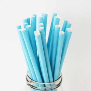 Solid Sky Blue Paper Straws - 25 Pieces