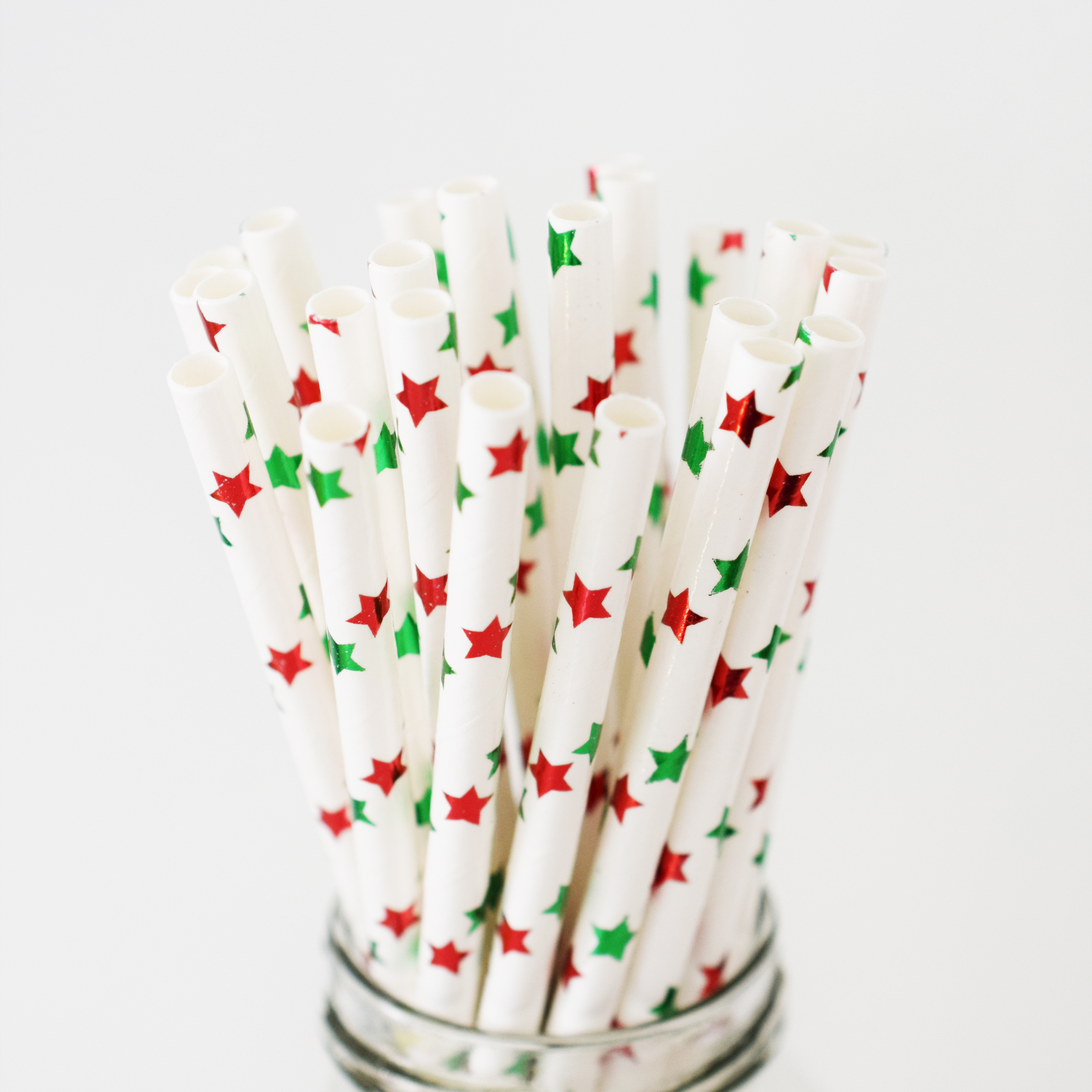 Christmas Stars Paper Straws - 25 Pieces