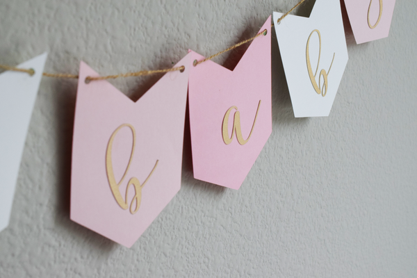 Oh Baby - Gold Glitter on Pink Cardstock