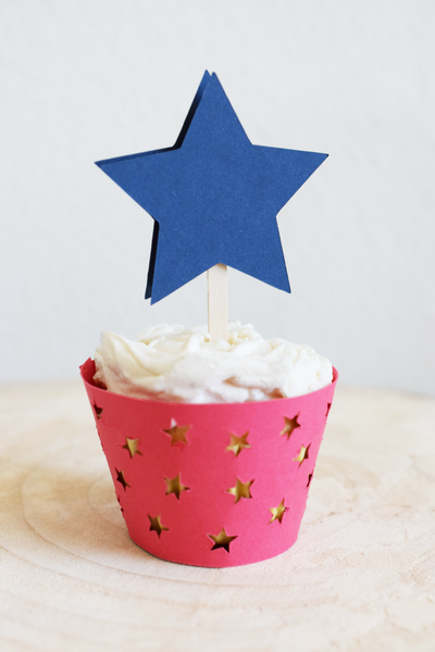 Décorations de cupcakes étoiles du 4 juillet - Ensemble de 12