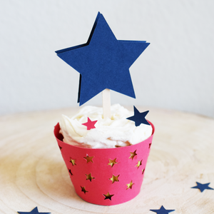Décorations de cupcakes étoiles du 4 juillet - Ensemble de 12