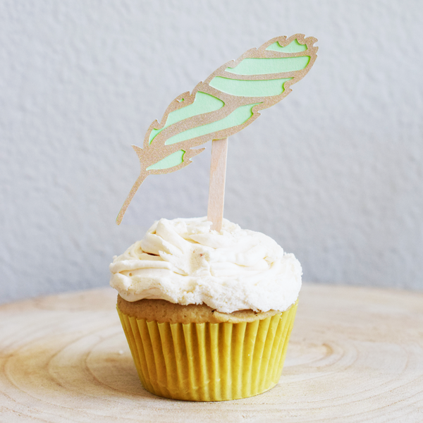 Enchanted Feather Cupcake Toppers - Set of 12