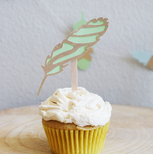 Enchanted Feather Cupcake Toppers - Set of 12