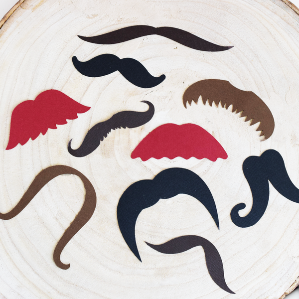 assorted moustache mustache die cut paper punch out punchouts cut outs 
