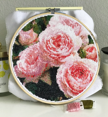 Rose blossom bush advanced cross stitch diy kit