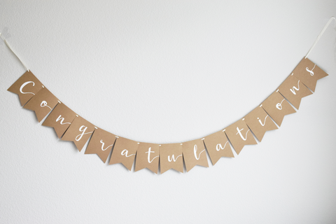 congratulations banner kraft cardstock white tan light brown congrats graduation garland