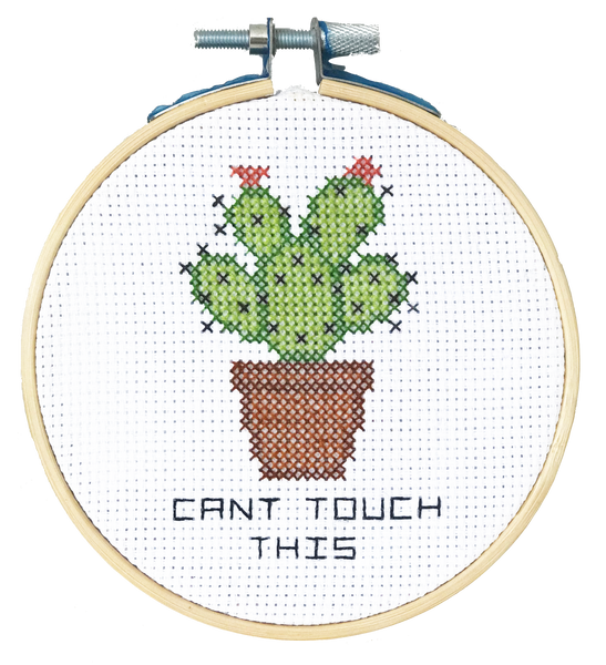Je ne peux pas toucher ce cactus - Kit de point de croix DIY