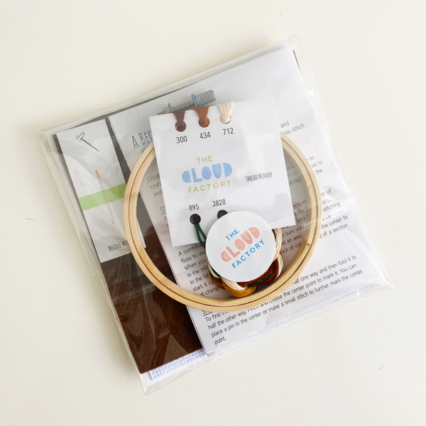 Starbucks Frappucino DIY Cross Stitch Kit, Stitching, Coffee, Basic White Girl Frozen Blended Drink, Craft Kit, Stitching, TheCloudFactory craft store, The Cloud Factory, Cloth Aida, Embroidery Floss, Embroidery Hoop, Embroidery Needle, Pattern, Beginner's guide, felt square