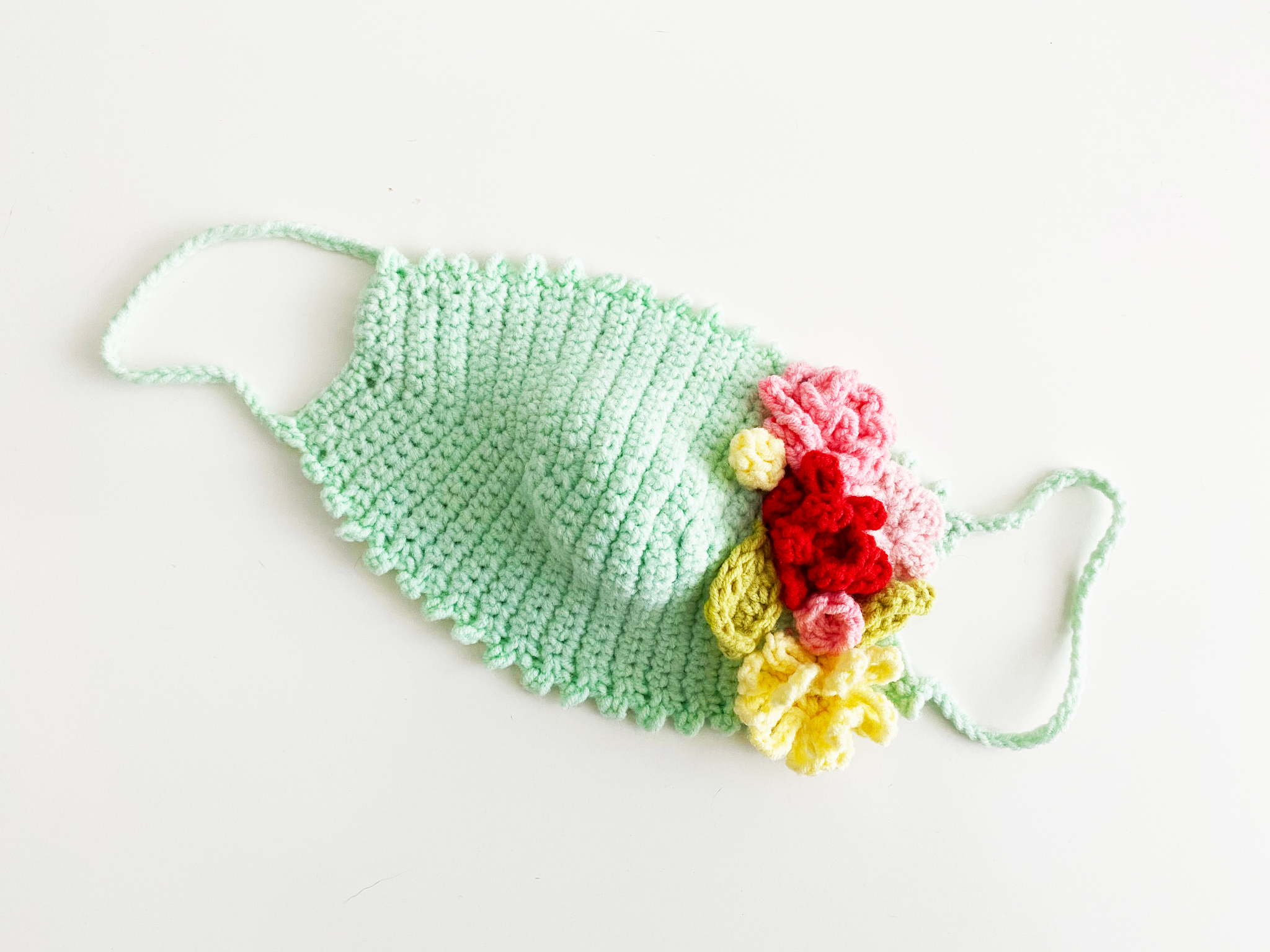 Handmade Crochet Flower Gas Mask Green poison ? Modified Twisted Gas Mask pattern from  main image 2