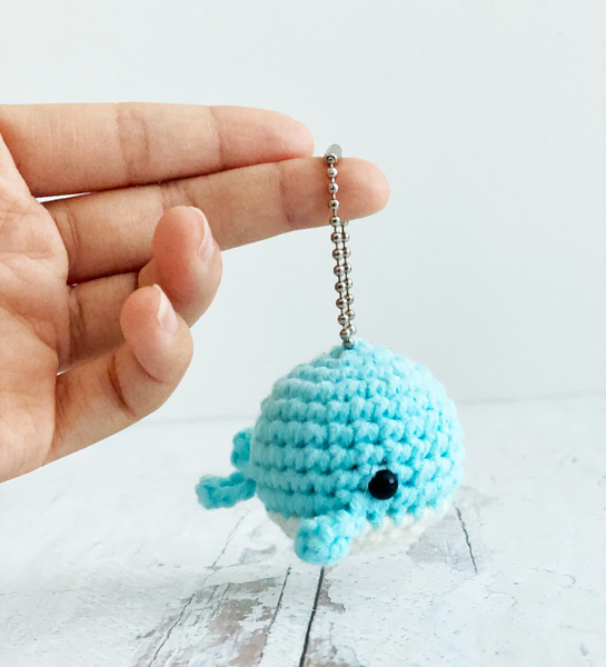 Crochet Keychain Kit Blushing Whale The Cloud Factory TheCloudFactory DIY Craft Kit Sky Blue Easy Crafting Beginner