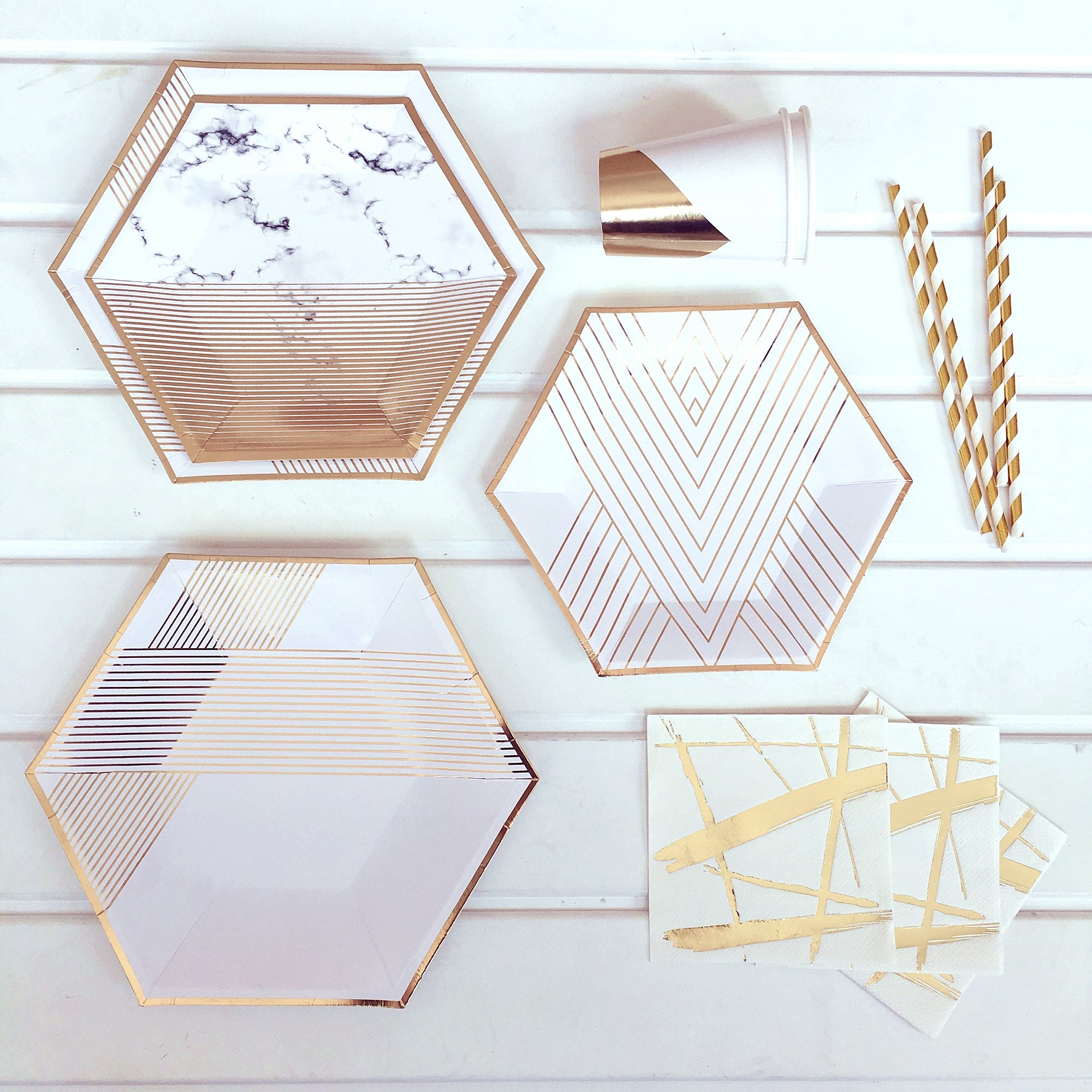 Gold and White Party Supplies Pack