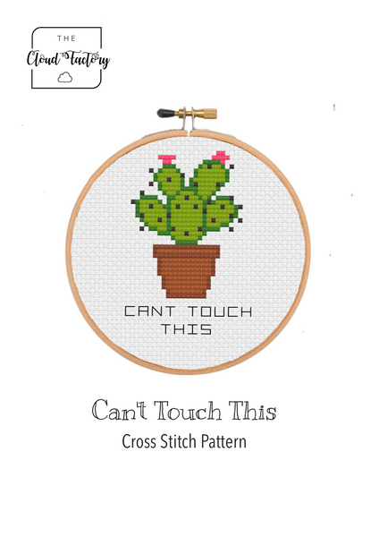 Je ne peux pas toucher ce cactus - Kit de point de croix DIY