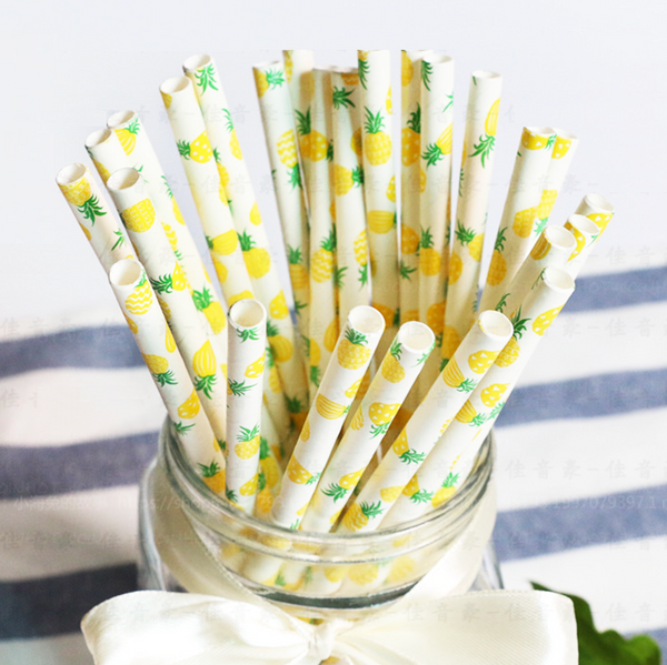 Pineapple Paper Straws - 25 Pieces