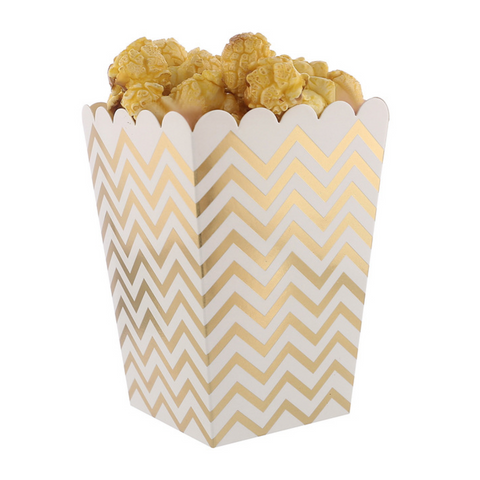 Metallic Chevron Popcorn Boxes - Set of 12, Choose Color