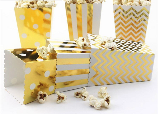 Metallic Polka Dot Popcorn Boxes - Set of 12, Choose Color