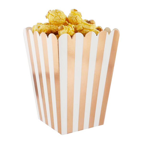 Metallic Striped Popcorn Boxes - Set of 12, Choose Color