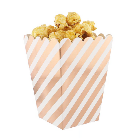 Metallic Diagonal-Striped Popcorn Boxes - Set of 12, Choose Color