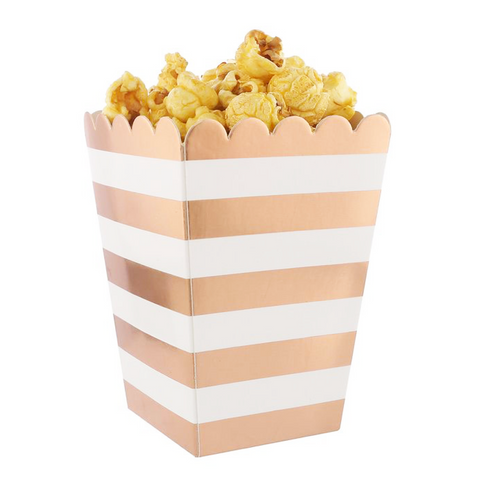 Metallic Horizontal-Striped Popcorn Boxes - Set of 12, Choose Color