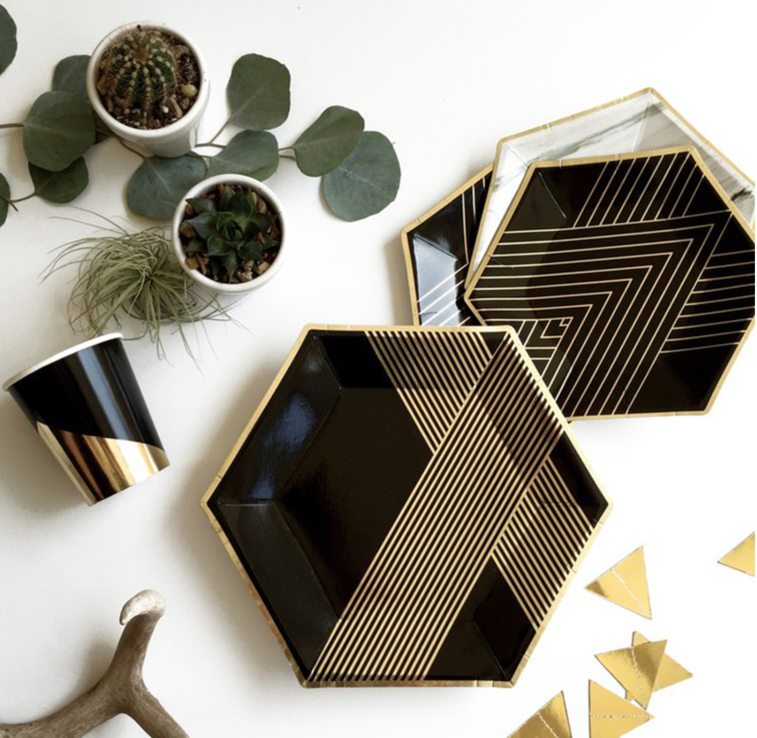 Gold and Black Party Supplies Pack