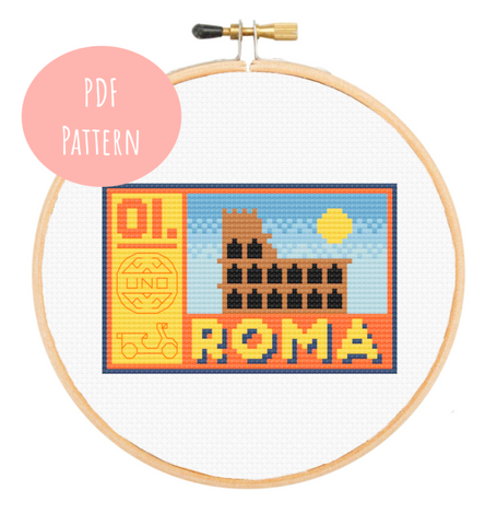 Roma Postage Cross Stitch - PDF Instructions