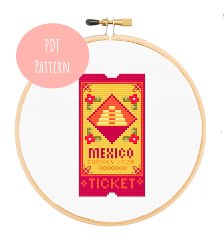 Chichen Itza Ticket Cross Stitch - PDF Instructions